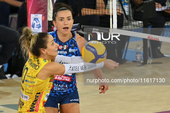 Monica De Gennaro of Prosecco Doc Imoco Conegliano is in action during the Supercoppa Fineco Lega Volley Femminile between Prosecco Doc Imoc...