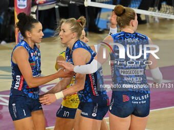 Prosecco Doc Imoco Conegliano competes against Vero Volley Milano during the Supercoppa Fineco Lega Volley Femminile at Palazzo dello Sport...