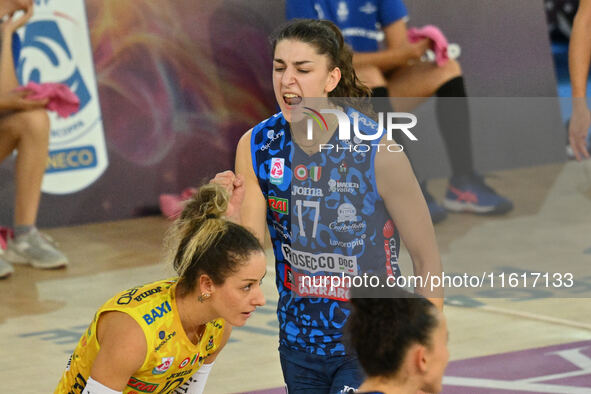 Martyna Lukasik of Prosecco Doc Imoco Conegliano is in action during the Supercoppa Fineco Lega Volley Femminile between Prosecco Doc Imoco...