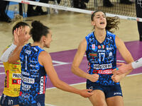 Martyna Lukasik of Prosecco Doc Imoco Conegliano is in action during the Supercoppa Fineco Lega Volley Femminile between Prosecco Doc Imoco...