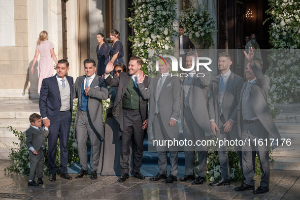 Matthew Jeremiah Kumar arrives for his wedding with Princess Theodora Glucksburg of Greece at the Metropolitan Cathedral of Athens in Athens...