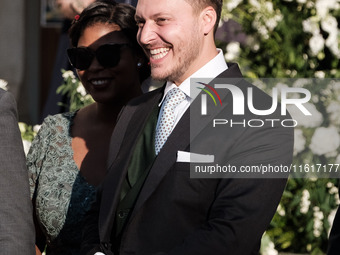 Matthew Jeremiah Kumar arrives for his wedding with Princess Theodora Glucksburg of Greece at the Metropolitan Cathedral of Athens in Athens...