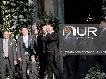 Matthew Jeremiah Kumar arrives for his wedding with Princess Theodora Glucksburg of Greece at the Metropolitan Cathedral of Athens in Athens...