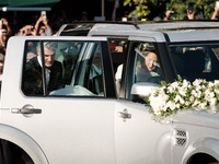 Princess Theodora Glucksburg of Greece and her brother Pavlos, former Crown Prince of Greece, arrive for her wedding with Matthew Jeremiah K...