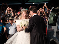 Princess Theodora Glucksburg of Greece and her brother Pavlos, former Crown Prince of Greece, arrive for her wedding with Matthew Jeremiah K...