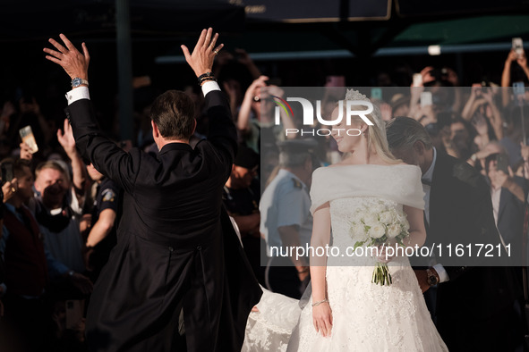 Princess Theodora Glucksburg of Greece and her brother Pavlos, former Crown Prince of Greece, arrive for her wedding with Matthew Jeremiah K...