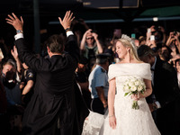 Princess Theodora Glucksburg of Greece and her brother Pavlos, former Crown Prince of Greece, arrive for her wedding with Matthew Jeremiah K...