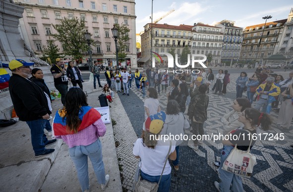 Several activists rally during a demonstration in Restauradores Square in Lisbon, Portugal, on September 28, 2024, as a result of the allege...