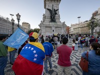 Several activists rally during a demonstration in Restauradores Square in Lisbon, Portugal, on September 28, 2024, as a result of the allege...