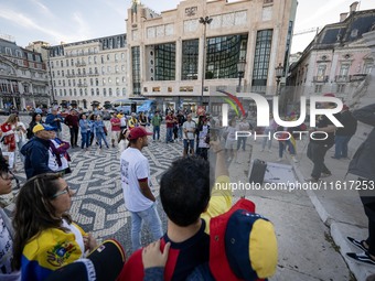 Several activists rally during a demonstration in Restauradores Square in Lisbon, Portugal, on September 28, 2024, as a result of the allege...