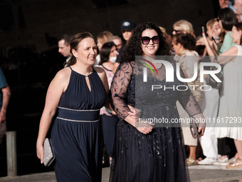 Guests arrive for the wedding of Princess Theodora Glucksburg of Greece and Matthew Jeremiah Kumar at the Metropolitan Cathedral of Athens,...