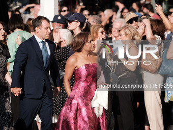 Guests arrive for the wedding of Princess Theodora Glucksburg of Greece and Matthew Jeremiah Kumar at the Metropolitan Cathedral of Athens,...