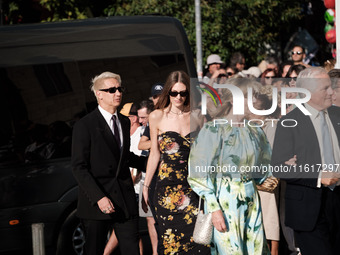 Guests arrive for the wedding of Princess Theodora Glucksburg of Greece and Matthew Jeremiah Kumar at the Metropolitan Cathedral of Athens,...