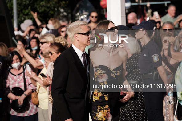 Guests arrive for the wedding of Princess Theodora Glucksburg of Greece and Matthew Jeremiah Kumar at the Metropolitan Cathedral of Athens,...