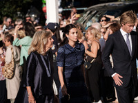 Guests arrive for the wedding of Princess Theodora Glucksburg of Greece and Matthew Jeremiah Kumar at the Metropolitan Cathedral of Athens,...