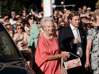 Princess Benedikte of Denmark arrives for the wedding of Princess Theodora Glucksburg of Greece and Matthew Jeremiah Kumar at the Metropolit...