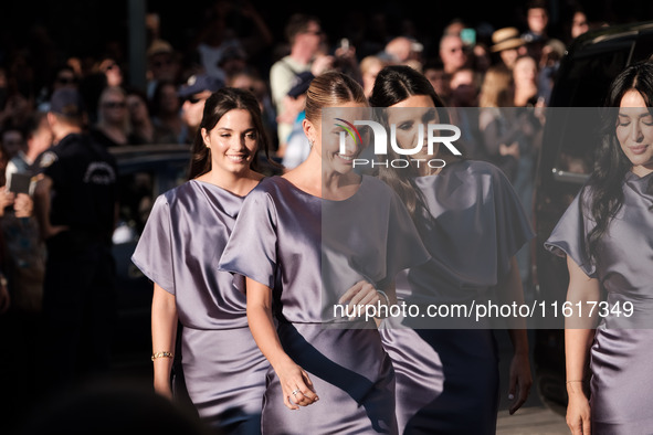 Olympia of Greece, bridesmaid, arrives for the wedding of Princess Theodora Glucksburg of Greece and Matthew Jeremiah Kumar at the Metropoli...