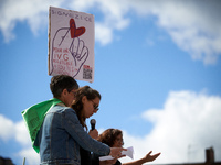 Women hold a placard reading 'For a Safe Abortion Everywhere in Europe'. On International Safe Abortion Day, hundreds of women and men take...