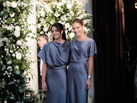 Olympia of Greece, bridesmaid, arrives for the wedding of Princess Theodora Glucksburg of Greece and Matthew Jeremiah Kumar at the Metropoli...