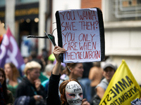 For International Safe Abortion Day, hundreds of women and men take to the streets in Toulouse, France, on September 28, 2024, to raise awar...