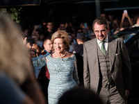 Anne Marie of Denmark and her son, Nicholas of Greece, attend the wedding of Princess Theodora Glucksburg of Greece and Matthew Jeremiah Kum...