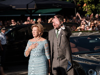 Anne Marie of Denmark and her son, Nicholas of Greece, attend the wedding of Princess Theodora Glucksburg of Greece and Matthew Jeremiah Kum...