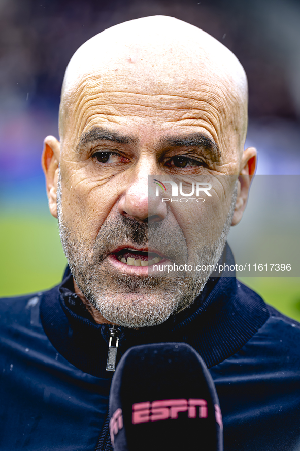 PSV Eindhoven trainer Peter Bosz during the match Willem II - PSV at the Koning Willem II stadium for the Dutch Eredivisie season 2024-2025...