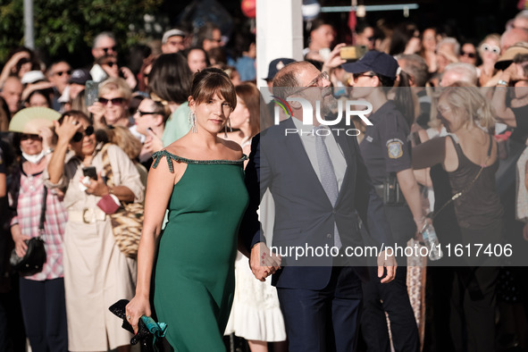 Guests arrive for the wedding of Princess Theodora Glucksburg of Greece and Matthew Jeremiah Kumar at the Metropolitan Cathedral of Athens,...