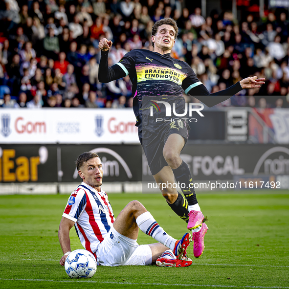 During the match Willem II vs. PSV at the Koning Willem II stadium for the Dutch Eredivisie season 2024-2025 in Tilburg, Netherlands, on Sep...