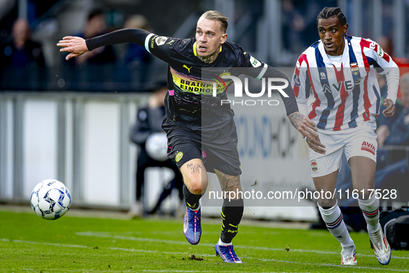 PSV Eindhoven defender Rick Karsdorp and Willem II forward Amar Fatah during the match Willem II vs. PSV at the Koning Willem II stadium for...