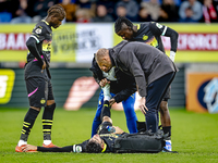 PSV Eindhoven forward Ricardo Pepi gets injured during the match between Willem II and PSV at the Koning Willem II stadium for the Dutch Ere...