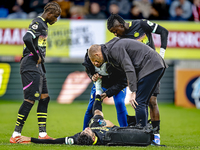 PSV Eindhoven forward Ricardo Pepi gets injured during the match between Willem II and PSV at the Koning Willem II stadium for the Dutch Ere...