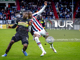 PSV Eindhoven forward Johan Bakayoko and Willem II forward Amar Fatah during the match Willem II vs. PSV at the Koning Willem II stadium for...