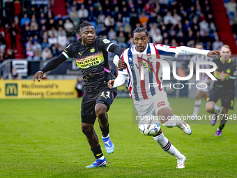 PSV Eindhoven forward Johan Bakayoko and Willem II forward Amar Fatah during the match Willem II vs. PSV at the Koning Willem II stadium for...