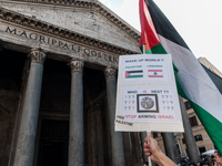 A demonstration takes place in front of the Pantheon to demand a stop to the Israeli army's bombing of Lebanon and in solidarity with Palest...