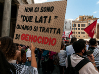 A demonstration takes place in front of the Pantheon to demand a stop to the Israeli army's bombing of Lebanon and in solidarity with Palest...