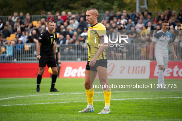 Jacek Goralski participates in the game between Wieczysta Krakow and Skra Czestochowa in Krakow, Poland, on September 28, 2024. Betclic 2 Li...