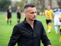 Coach Slawomir Peszko during the game between Wieczysta Krakow and Skra Czestochowa in Krakow, Poland, on September 28, 2024. Betclic 2 Liga...