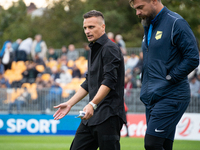 Coach Slawomir Peszko during the game between Wieczysta Krakow and Skra Czestochowa in Krakow, Poland, on September 28, 2024. Betclic 2 Liga...