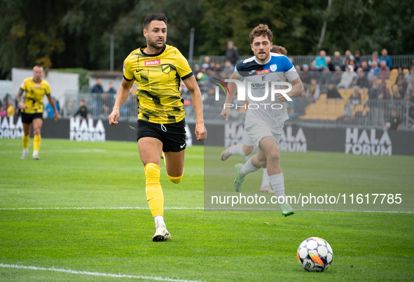 Manuel Torres during the game between Wieczysta Krakow and Skra Czestochowa in Krakow, Poland, on September 28, 2024. Betclic 2 Liga, Polish...