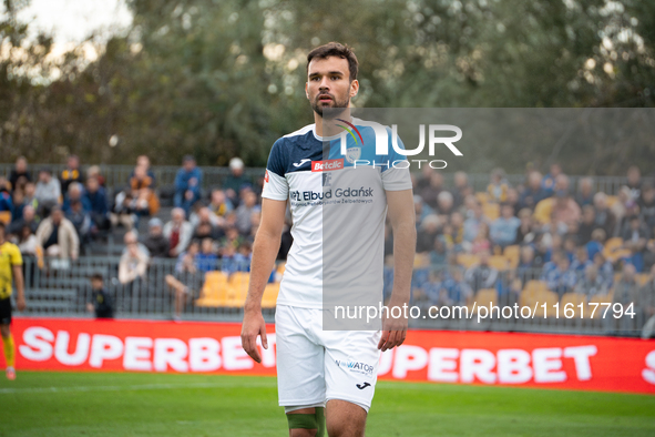 Mieszko Lorenc during the game between Wieczysta Krakow and Skra Czestochowa in Krakow, Poland, on September 28, 2024. Betclic 2 Liga, Polis...