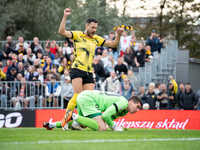 Manuel Torres and Milosz Garstkiewicz during the game between Wieczysta Krakow and Skra Czestochowa in Krakow, Poland, on September 28, 2024...