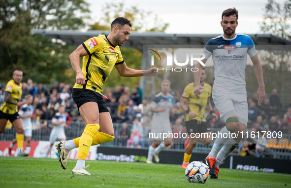 Manuel Torres during the game between Wieczysta Krakow and Skra Czestochowa in Krakow, Poland, on September 28, 2024. Betclic 2 Liga, Polish...