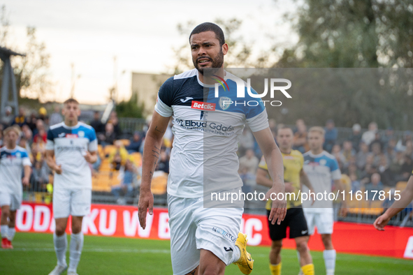 Gabriel Estigarribia participates in the game between Wieczysta Krakow and Skra Czestochowa in Krakow, Poland, on September 28, 2024. Betcli...