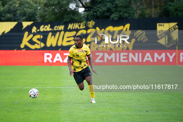 Lisandro Semedo during the game between Wieczysta Krakow and Skra Czestochowa in Krakow, Poland, on September 28, 2024. Betclic 2 Liga, Poli...