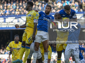 During the Premier League match between Everton and Crystal Palace at Goodison Park in Liverpool, England, on September 28, 2024. (