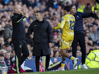 Everton F.C. manager Sean Dyche gesticulates during the Premier League match between Everton and Crystal Palace at Goodison Park in Liverpoo...