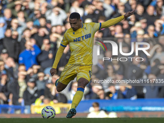 Maxence Lacroix #5 of Crystal Palace F.C. during the Premier League match between Everton and Crystal Palace at Goodison Park in Liverpool,...