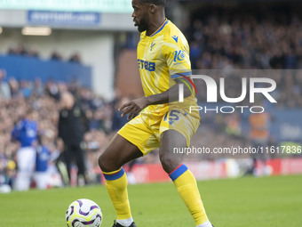 Jeffrey Schlupp #15 of Crystal Palace F.C. during the Premier League match between Everton and Crystal Palace at Goodison Park in Liverpool,...