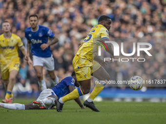 Jeffrey Schlupp #15 of Crystal Palace F.C. during the Premier League match between Everton and Crystal Palace at Goodison Park in Liverpool,...